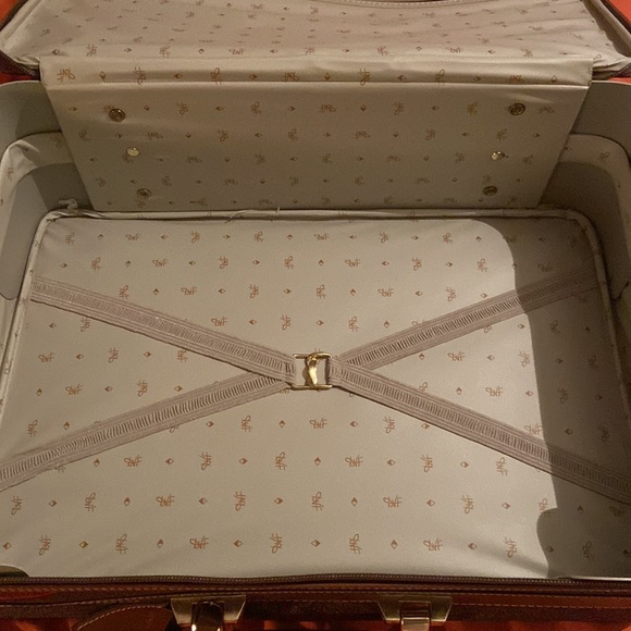 Diane von Furstenberg Vtg Paisley Leather Trim Sacvoyage Luggage Valize Zipper - Picture 4 of 5